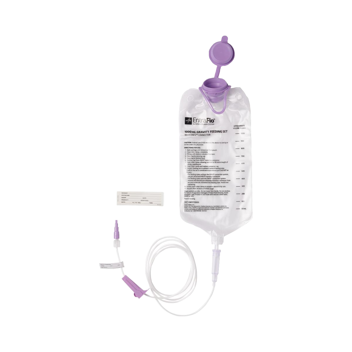 Enfit 70503 EntraFlo Gravity 1000mL Feeding Set Thomas Specialty